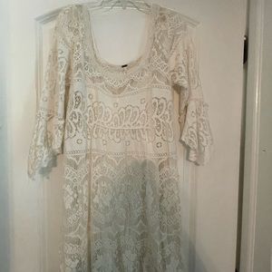 Free People White Lace Mini Dress